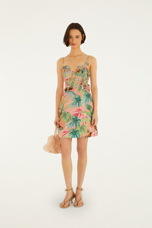 Soft Pink Pool Time 3d Flowers Mini Dress