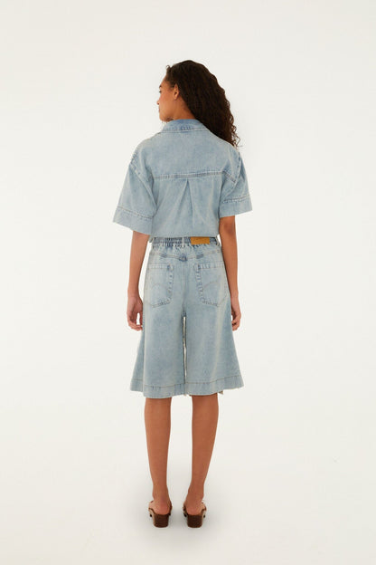 Denim Sea Desire Embroidered Bermuda Shorts