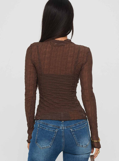 Fabiana Layered Long Sleeve Top Brown
