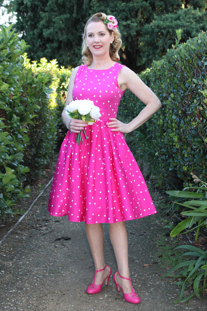 Lola 50's Retro Swing Dress in Hot Pink
