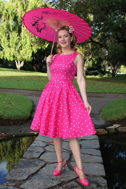 Lola 50's Retro Swing Dress in Hot Pink