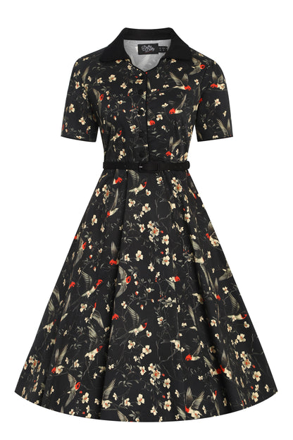 Penelope Swallow Floral Shirt Dress