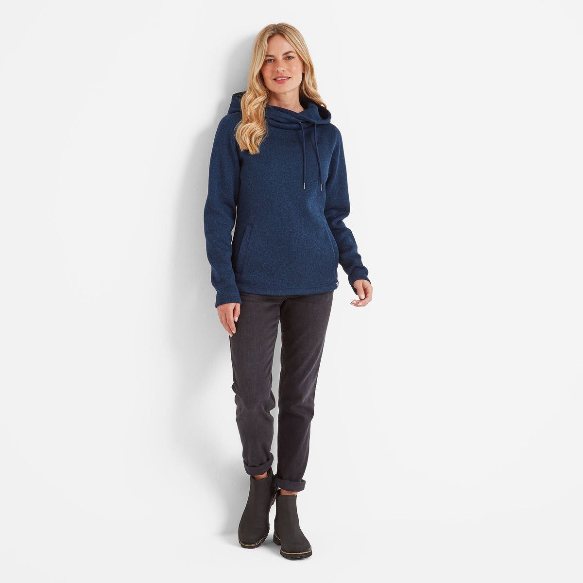 Acer Womens Oversized Supersoft Knitlook Fleece Hoody - Starry Night Marl