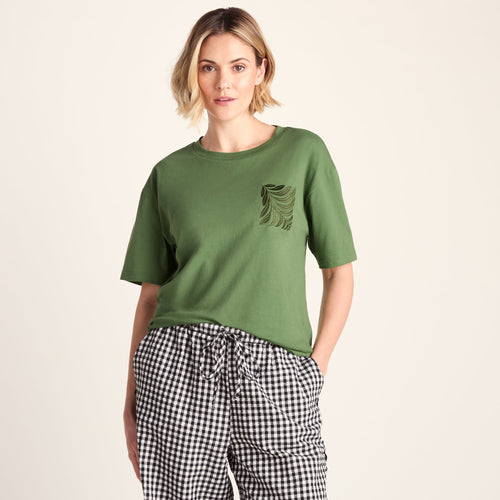 Botanical Womens Relaxed Fit Supersoft T-shirt - Dark Matcha