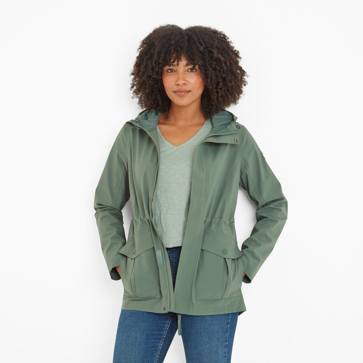Burradon Womens Waterproof Jacket - Light Forest