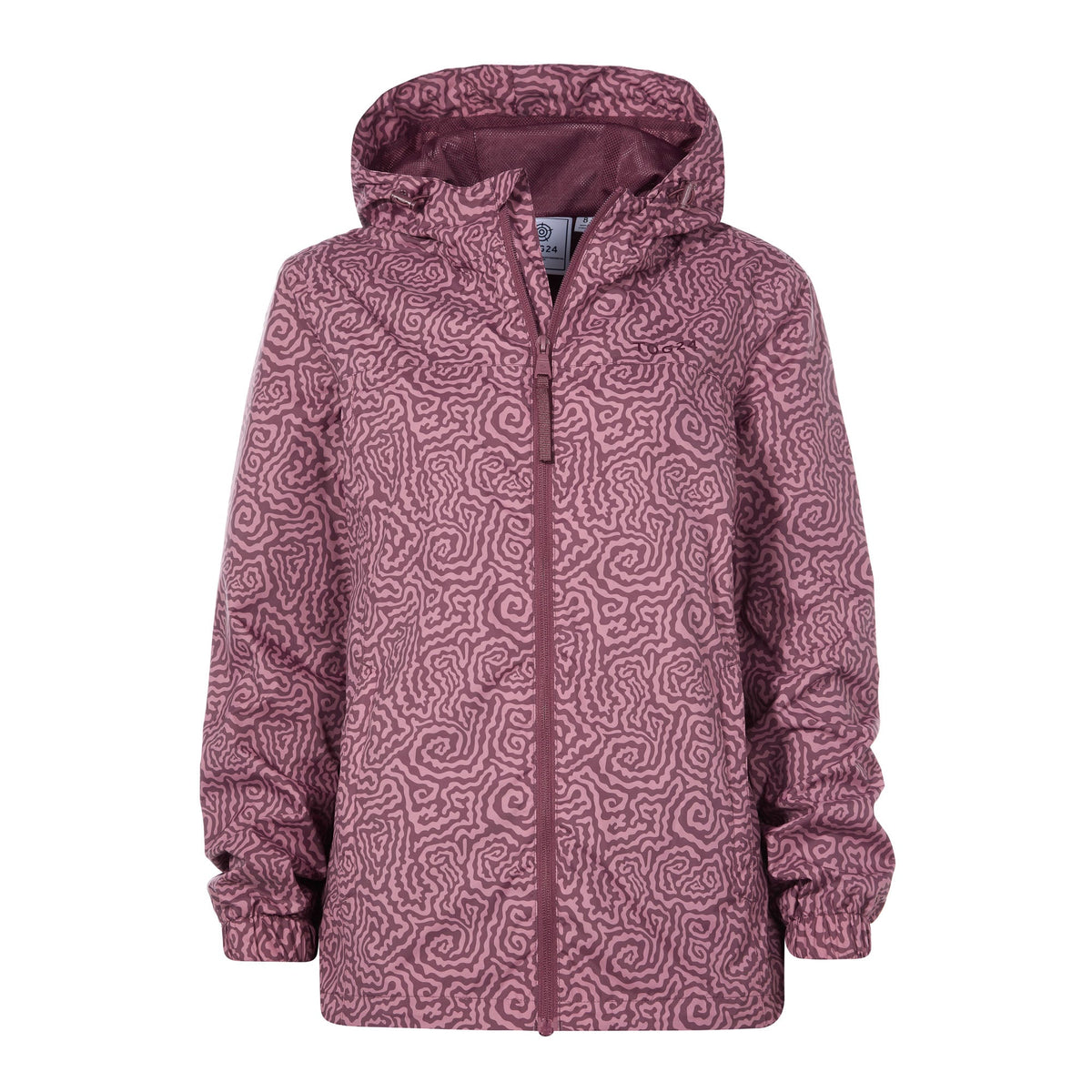 Craven Womens Waterproof Packaway Jacket - Black/Raspberry Wiggle Print