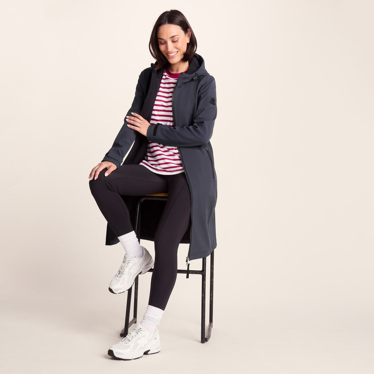 Enya Womens Longline Waterproof Softshell Jacket - Dark Indigo