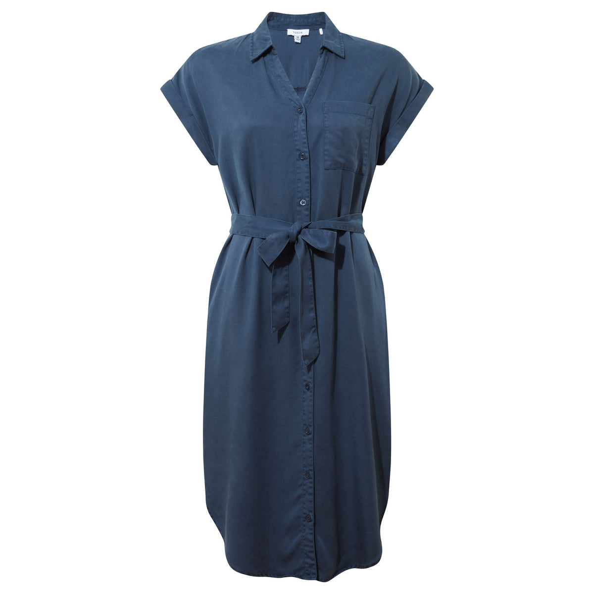 Lenira Womens Relaxed Fit Luxurious Tencel Lyocell Shirt Dress - Dark Denim