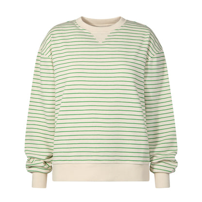 Marsella Womens Relaxed Fit Supersoft Sweat - Basil Green Stripe