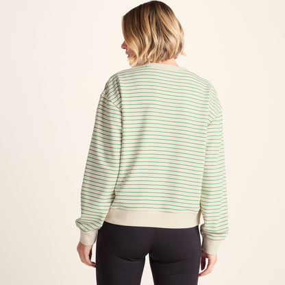 Marsella Womens Relaxed Fit Supersoft Sweat - Basil Green Stripe