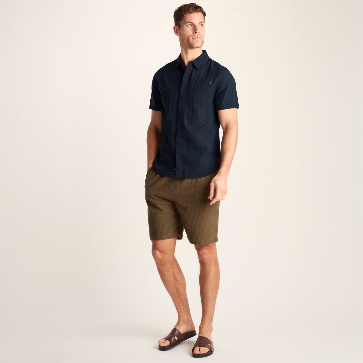 Preston Mens 100% Cotton Supersoft Short Sleeve Shirt - Indigo