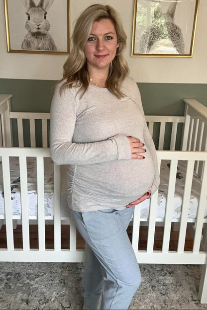 Heather Grey Soft Knit Ruched Maternity Top