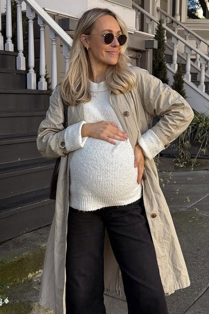 Black Wide Leg Raw Hem Maternity Jeans
