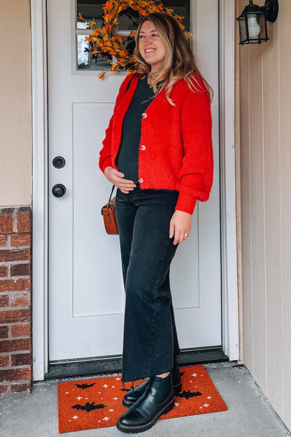 Black Wide Leg Raw Hem Maternity Jeans