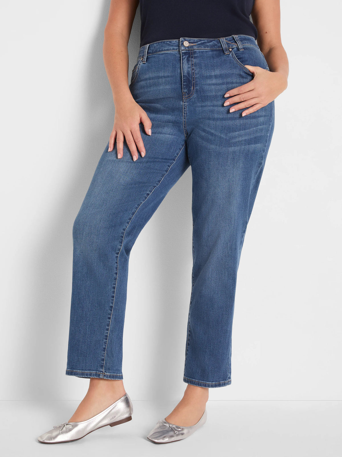 Mid Rise Girlfriend Jeans
