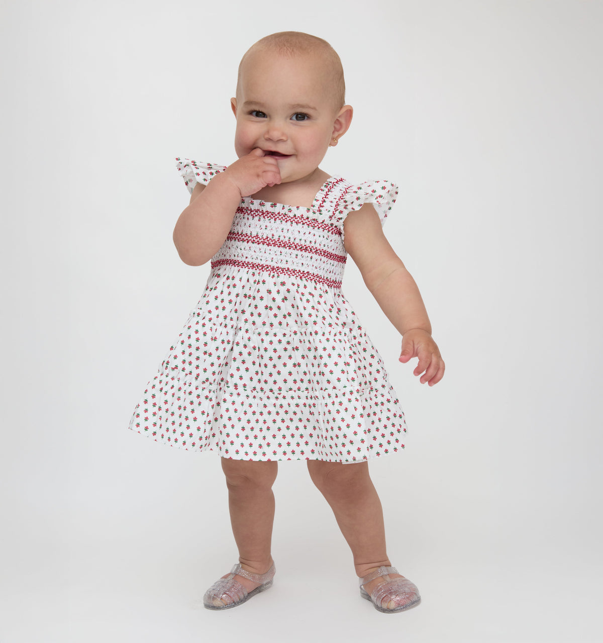 The Baby Ellie Nap Dress - White Poppy Half Drop
