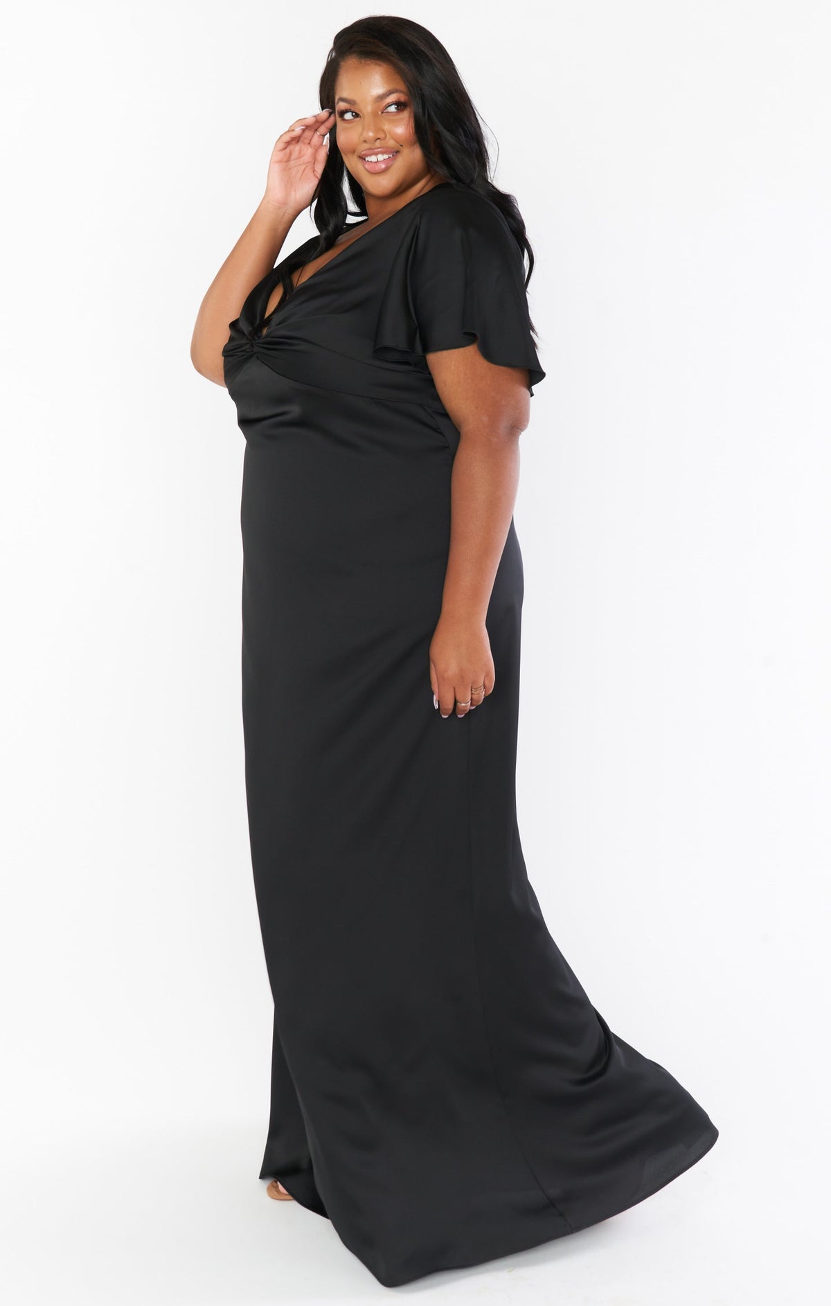 Rome Twist Gown ~ Black Luxe Satin
