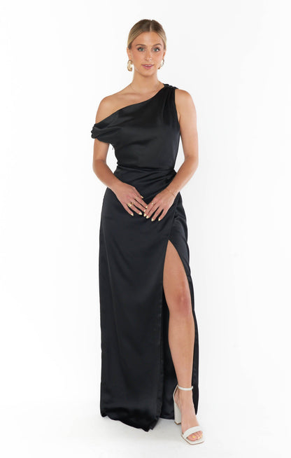 Jodie Dress ~ Black Luxe Satin