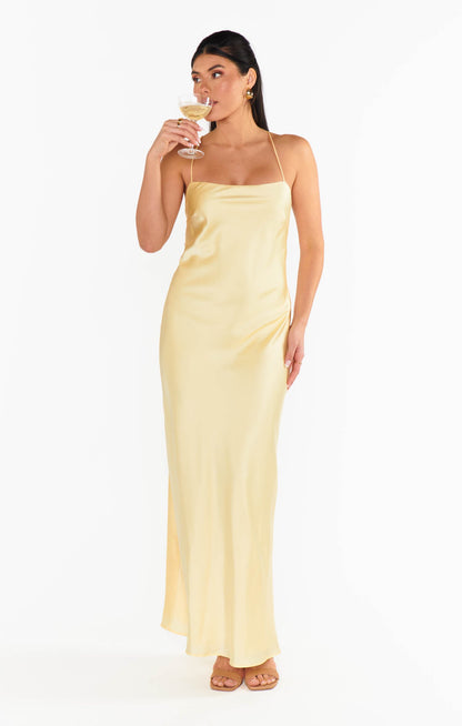 Dani Slip Dress ~ Pale Yellow Luxe Satin