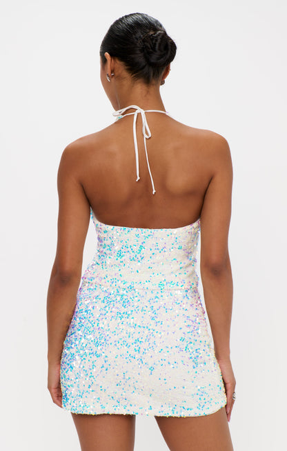 All Night Skort ~ White Sparkle Sequins
