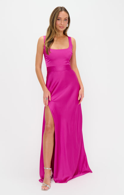 Lana Maxi Dress ~ Rich Magenta Luxe Satin