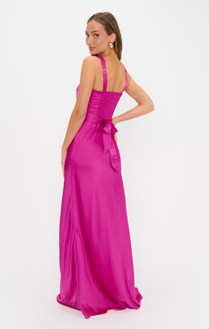 Lana Maxi Dress ~ Rich Magenta Luxe Satin
