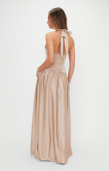 Eliza Maxi Dress ~ Champagne Luxe Satin