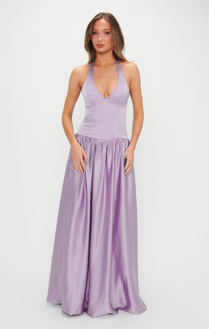 Eliza Maxi Dress ~ Lavender Luxe Satin