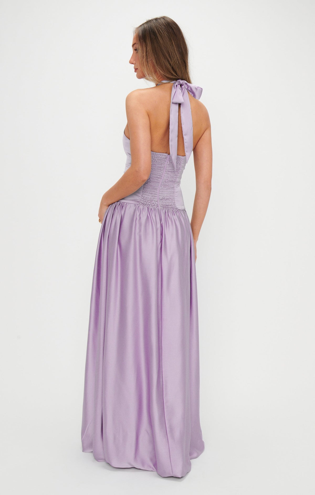 Eliza Maxi Dress ~ Lavender Luxe Satin