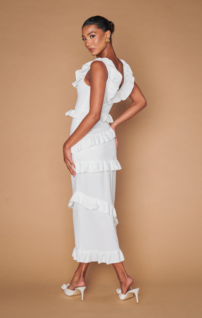 Greta Dress ~ White Stretch