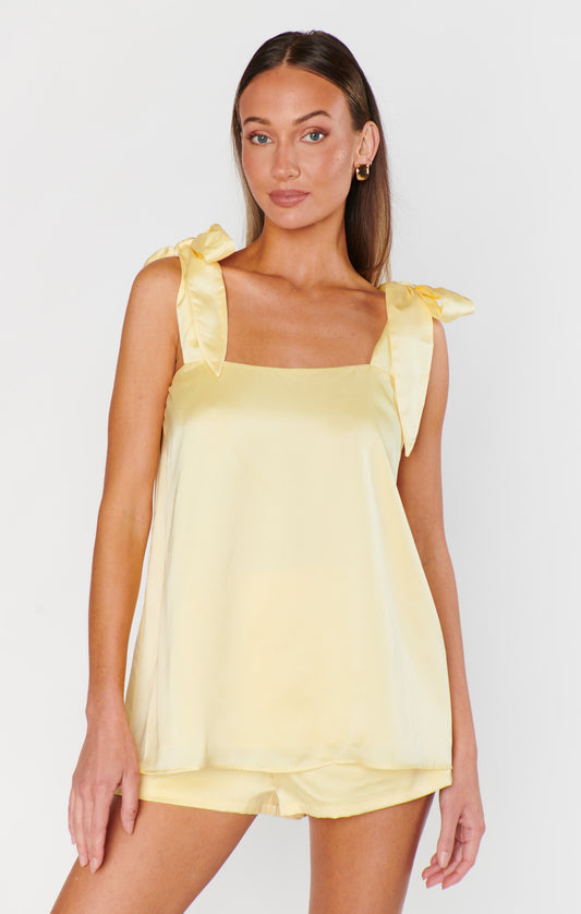 Makeup Tank ~ Pale Yellow Luxe Satin