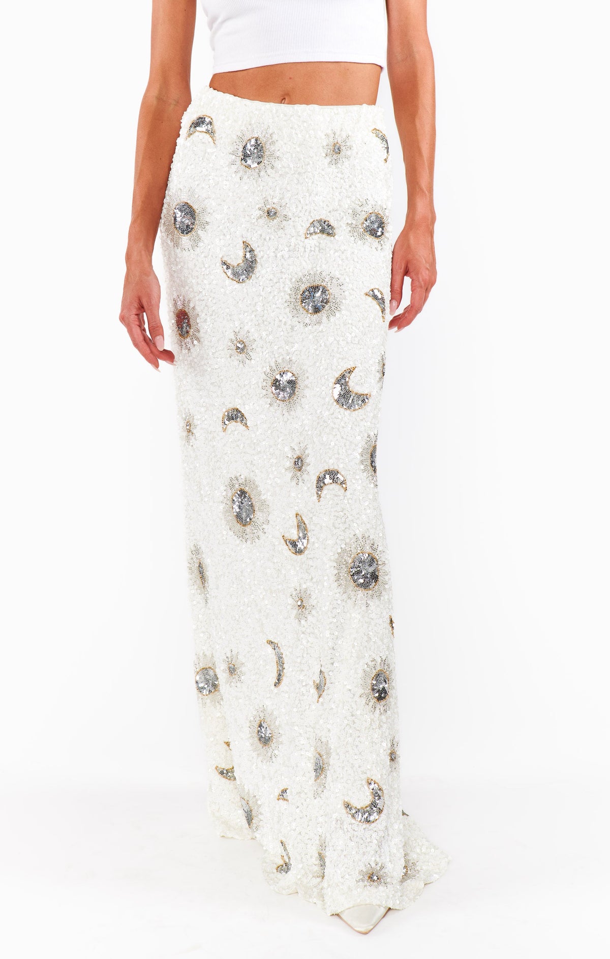 RSVP Skirt ~ White Celestial Sequins