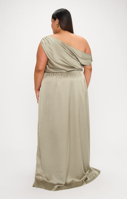 Jodie Dress ~ Moss Green Luxe Satin