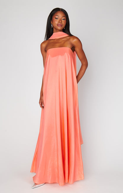 Tinsley Tube Dress ~ Cantaloupe Light Taffeta
