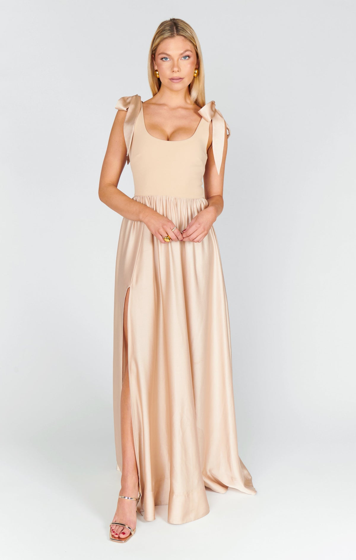 Harper Maxi Dress ~ Champagne Luxe Satin