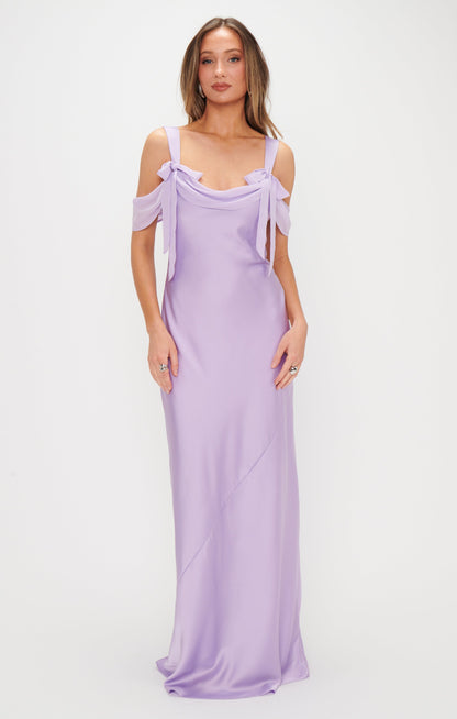 Bella Maxi Dress ~ Lavender Luxe Satin
