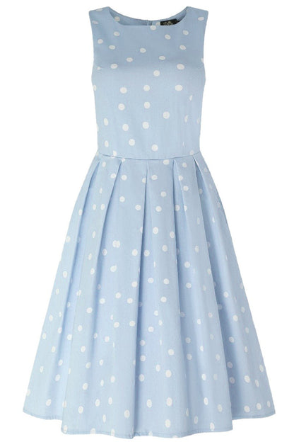 Annie Baby Blue Polka Dot Swing Dress