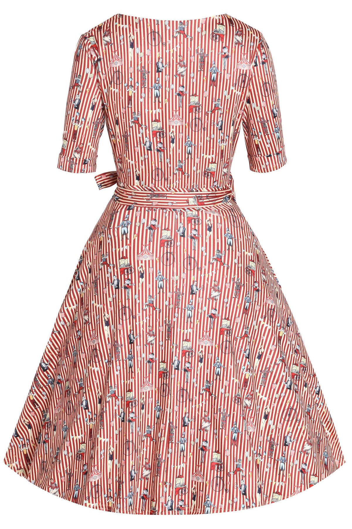 Matilda Circus Red Striped Wrap Dress