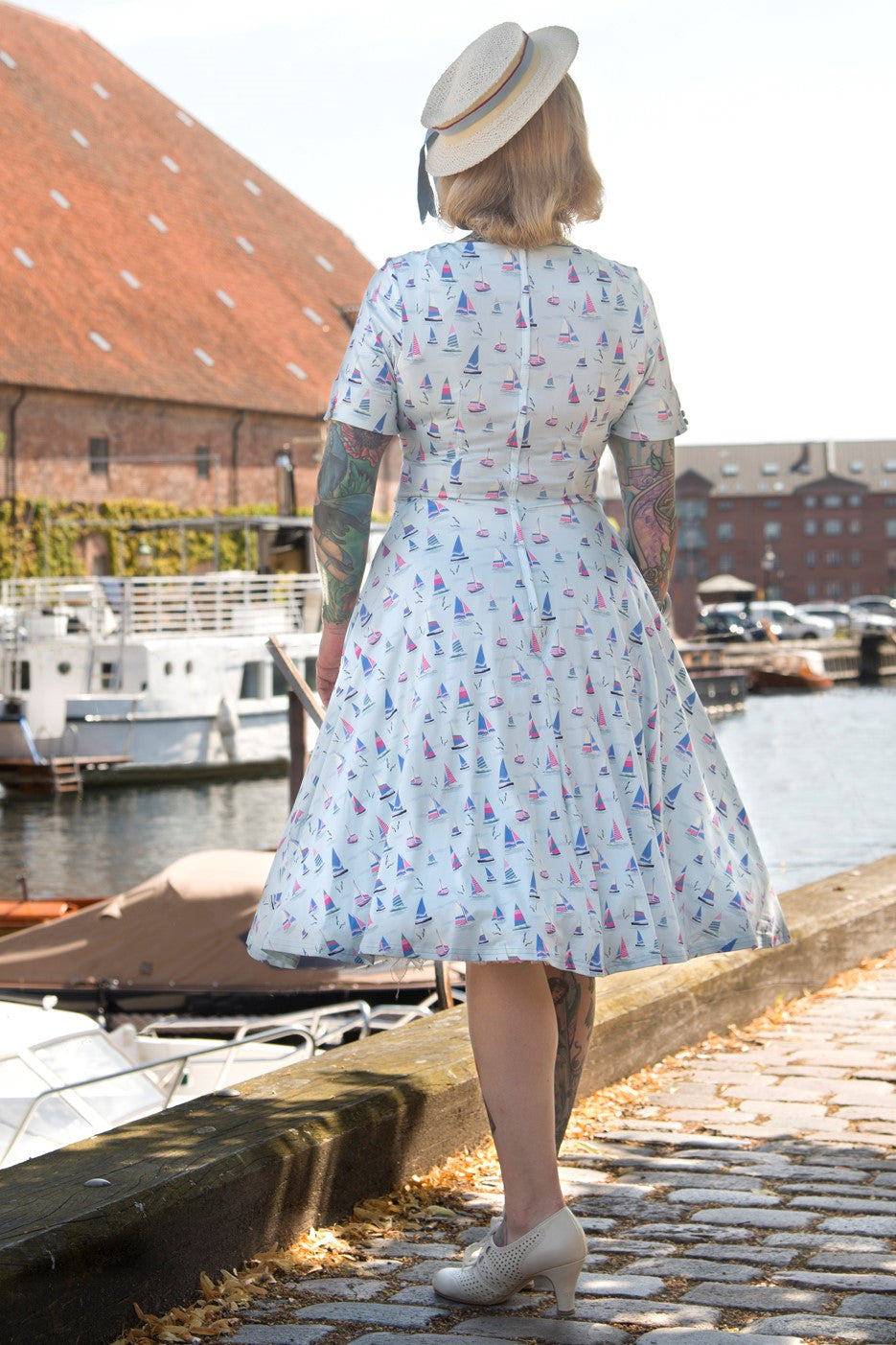 Brenda Blue Sailboats A-line Dress