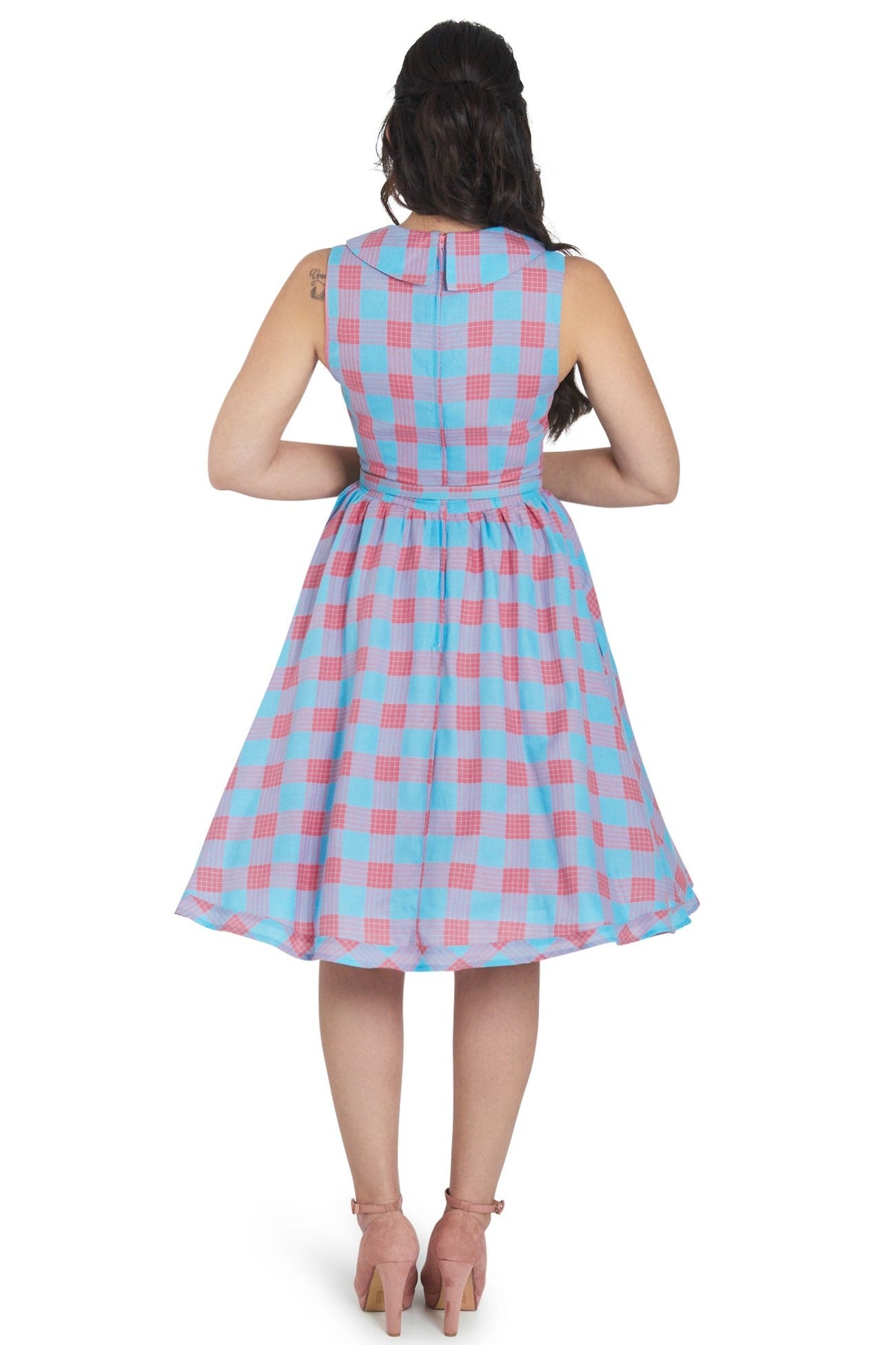 Maverick Retro Blue & Pink Check Shirt Dress