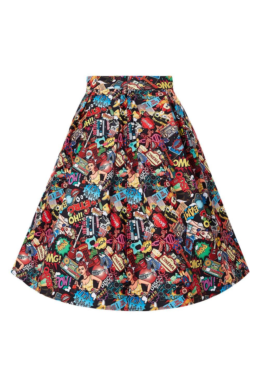 Carolyn Box Pleated Pop Art Skirt