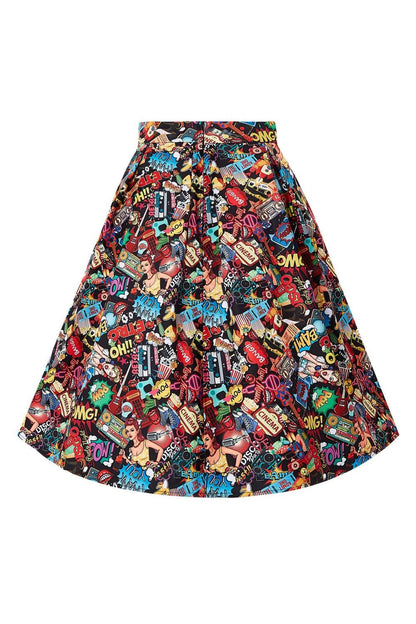 Carolyn Box Pleated Pop Art Skirt