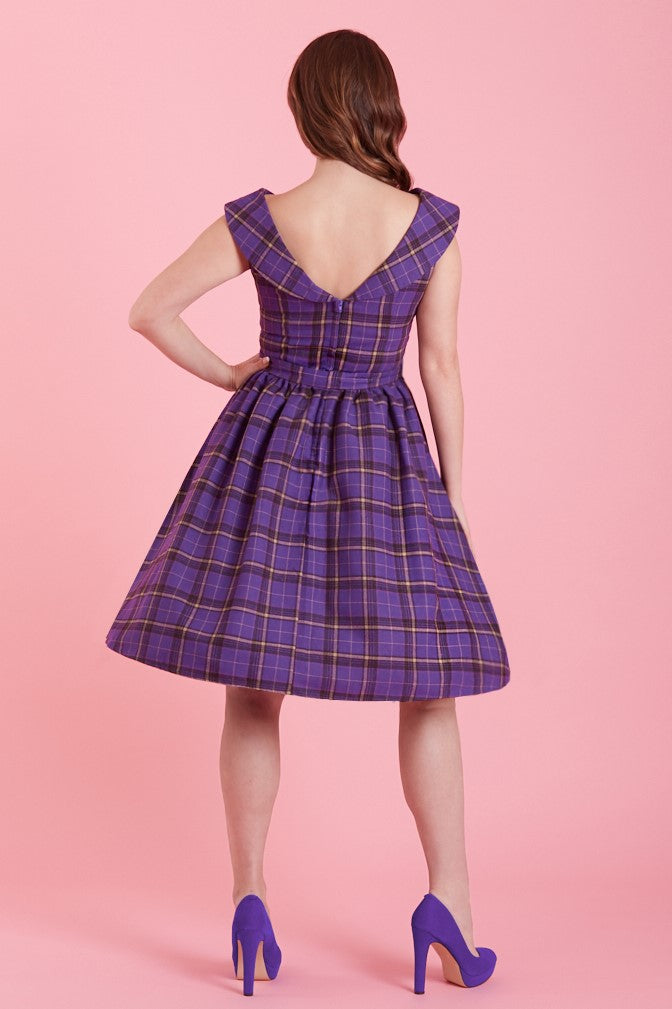 Cindy Full Circle Dress in Purple Tartan