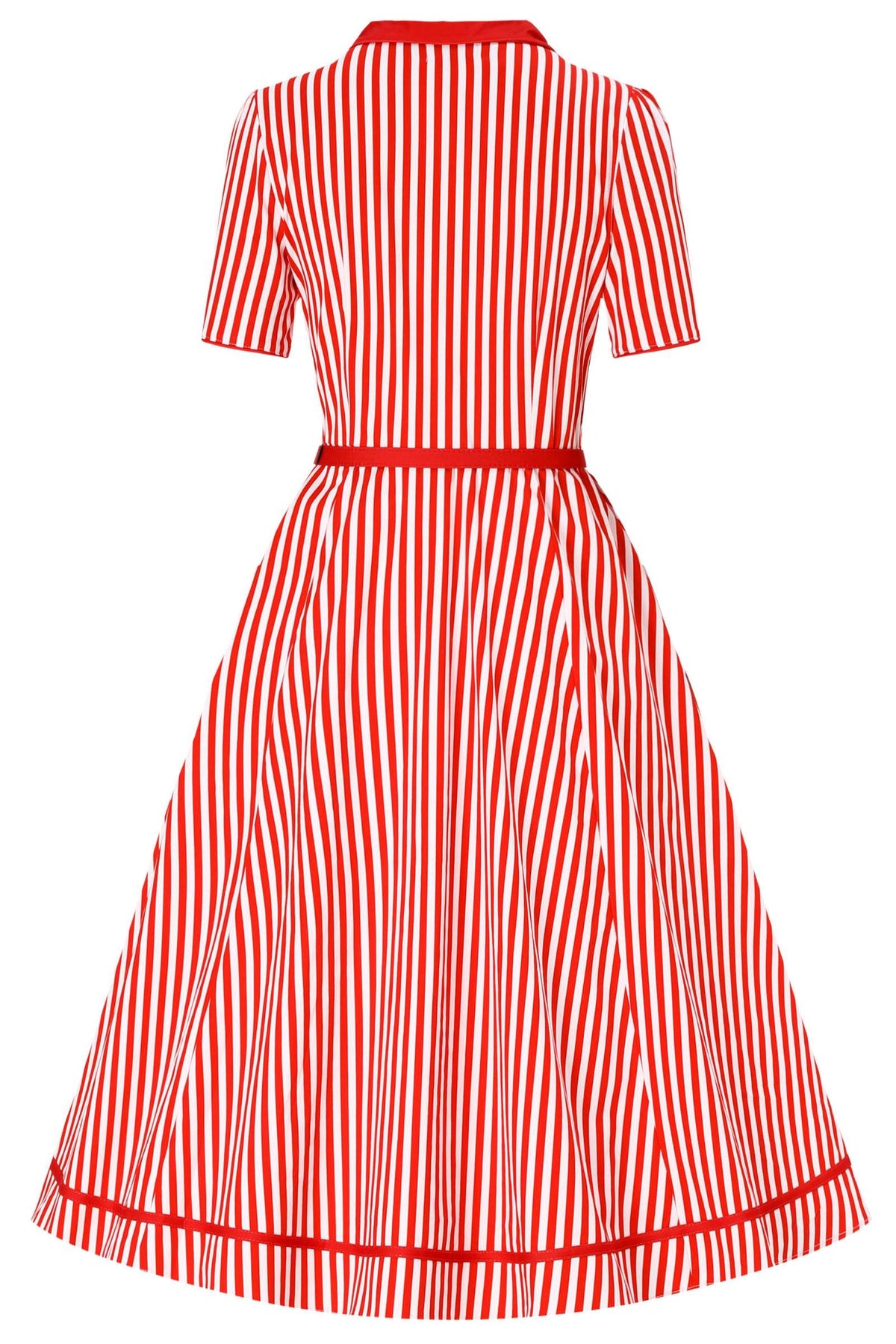 Mabel Striped Midi Shirt Dress In Red