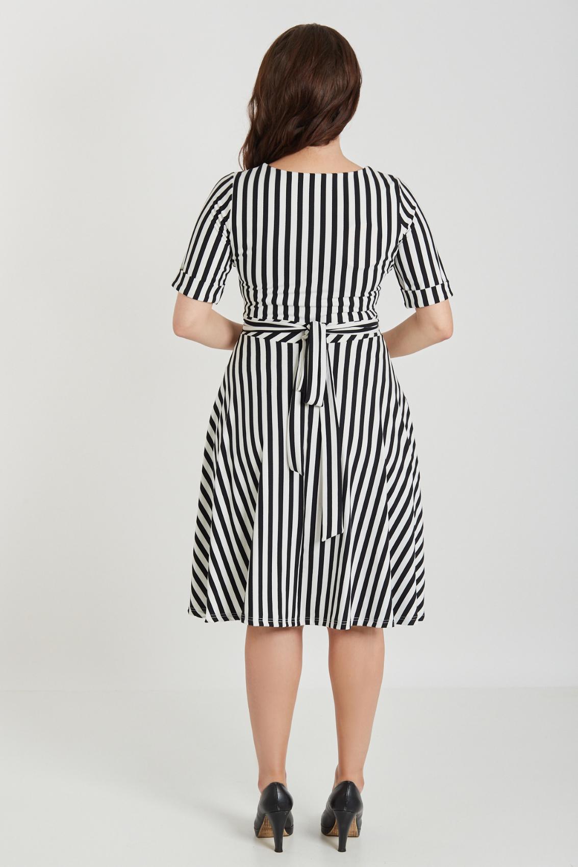 Matilda Black & White Striped Knit Wrap Dress