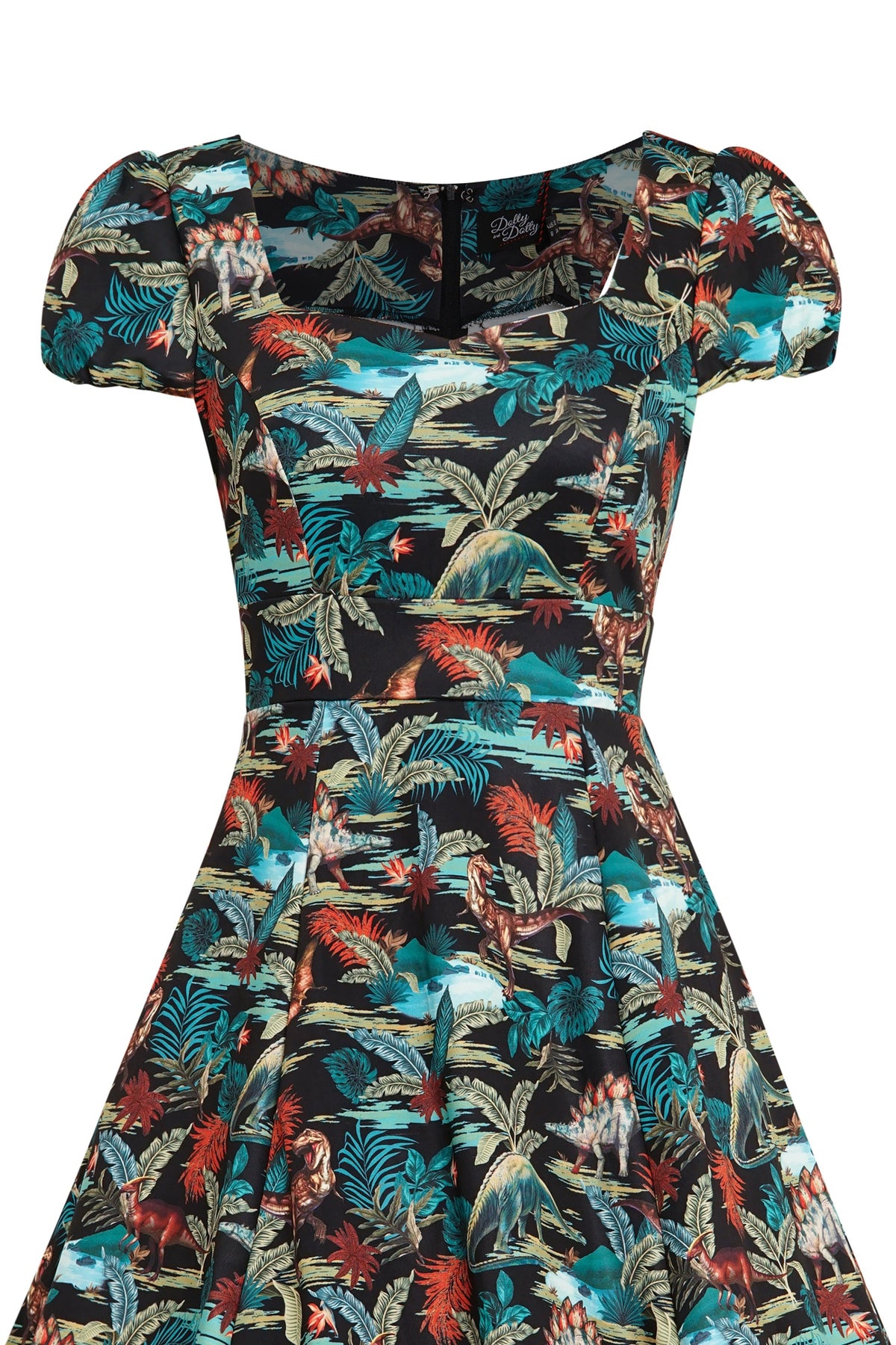 Claudia Black Jurassic Dinosaur Print Sleeved Swing Dress