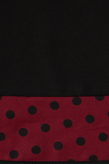 Lily Burgundy & Black Polka Dot Off Shoulder Dress