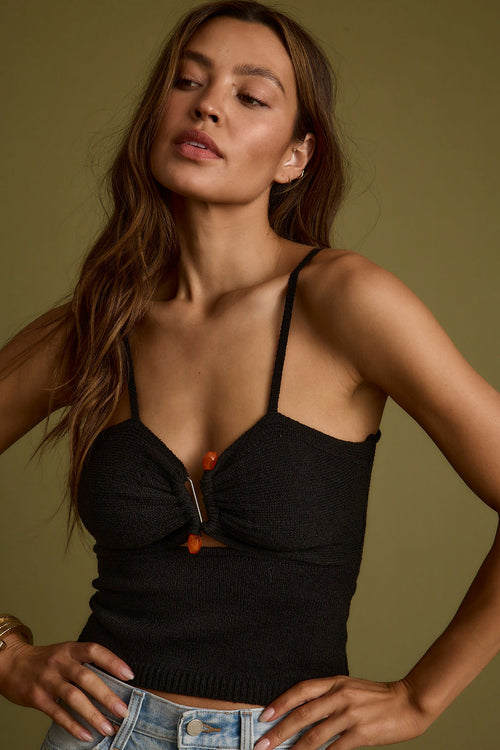 Carmela Black Knit Stone Cami