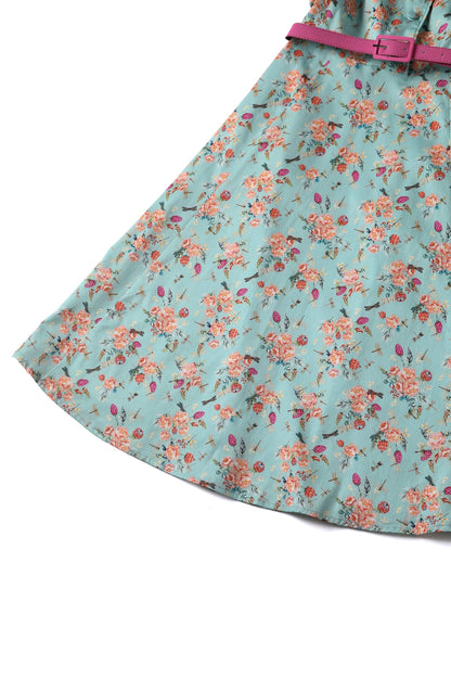 Penelope Mint Green Floral Shirt Dress