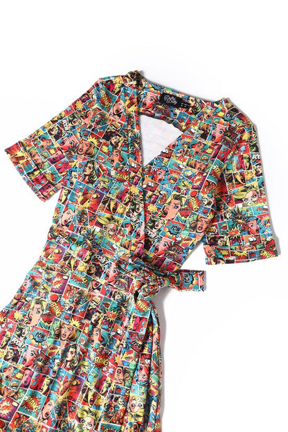 Matilda Comic Wrap Dress
